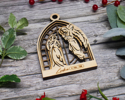 Mary and Angel Arched Christmas Story Ornament