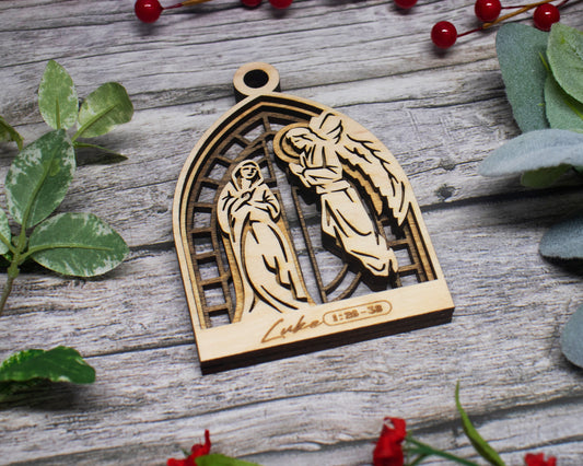 Mary and Angel Arched Christmas Story Ornament
