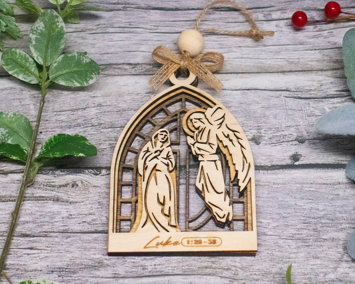 Mary and Angel Arched Christmas Story Ornament