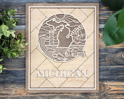 Michigan Heritage Frame Pop Sign