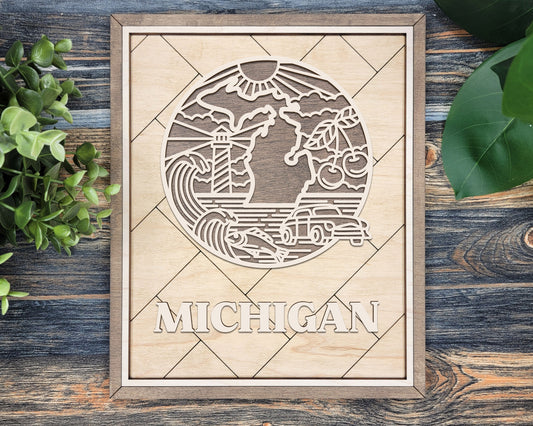 Michigan Heritage Frame Pop Sign