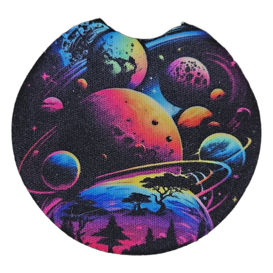 Planets Round Neoprene Car Coaster (Set of 2)