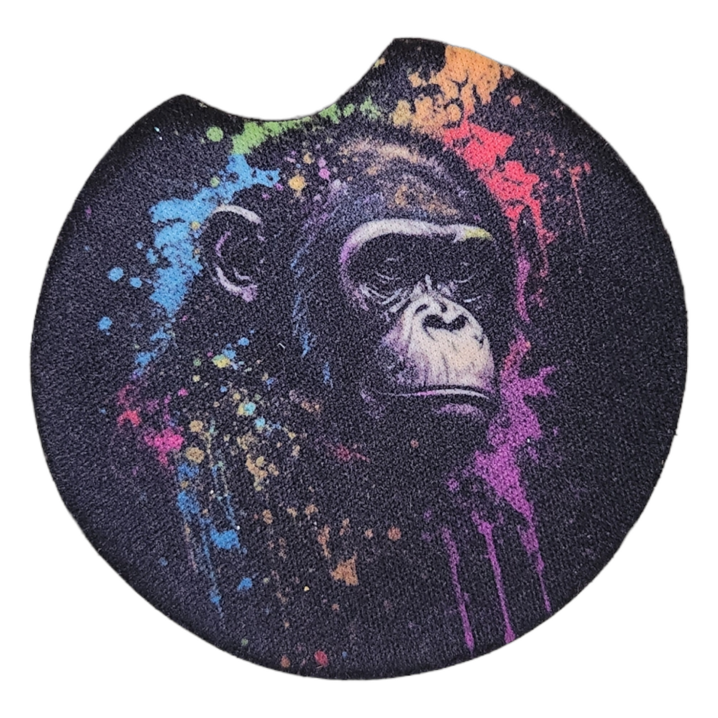 Chimpanzee Round Neoprene Car Coaster (Set of 2)