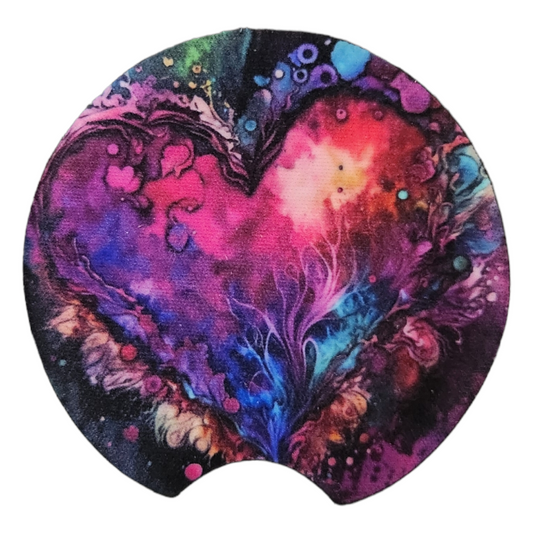 Heart Ablaze Round Neoprene Car Coaster