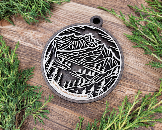 North Cascades National Park Line Art Ornament