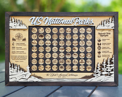 National Park Icon Map Tracker (Version 2)