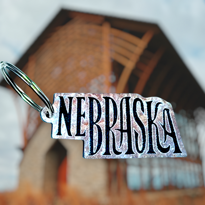 Nebraska Etched Keychain