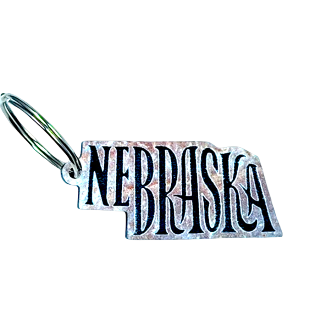 Nebraska Etched Keychain