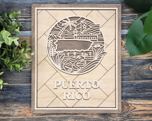 Puerto Rico State Heritage Frame Pop Sign