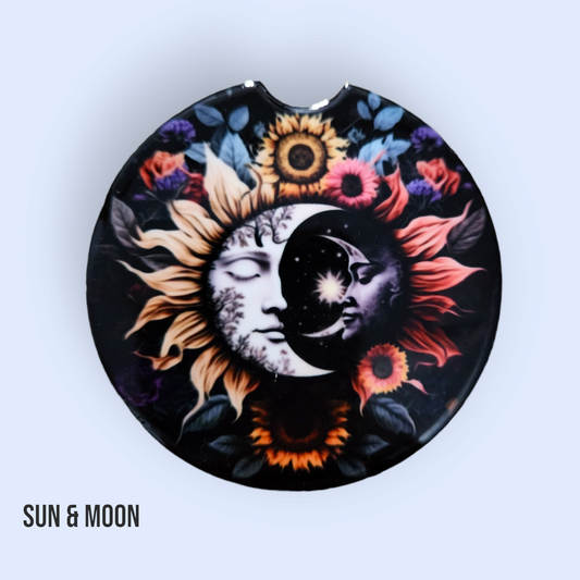 Sun and Moon Sandstone Car Coaster