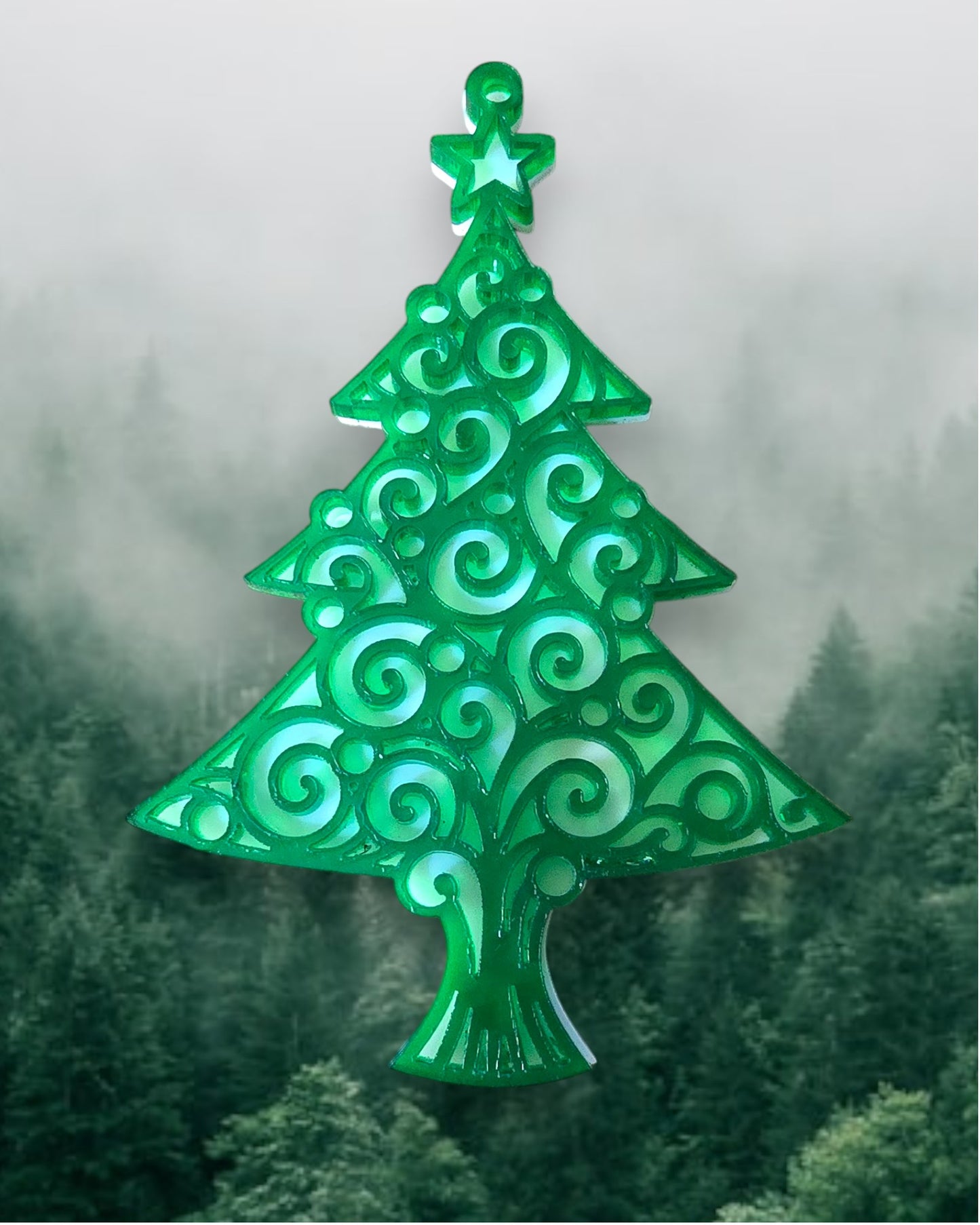 Christmas Tree Ornament (Green and White Acrylic)