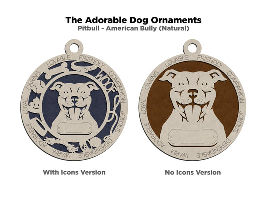 Pitbull - American Bully (Natural) Dog Ornament (119)