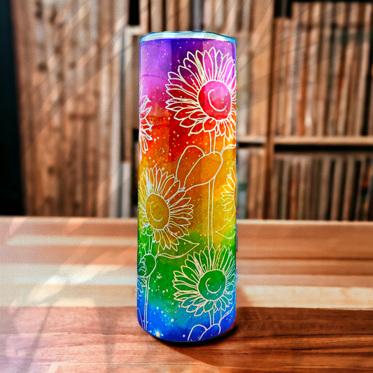 Rainbow Sunflowers Graphic Tumbler