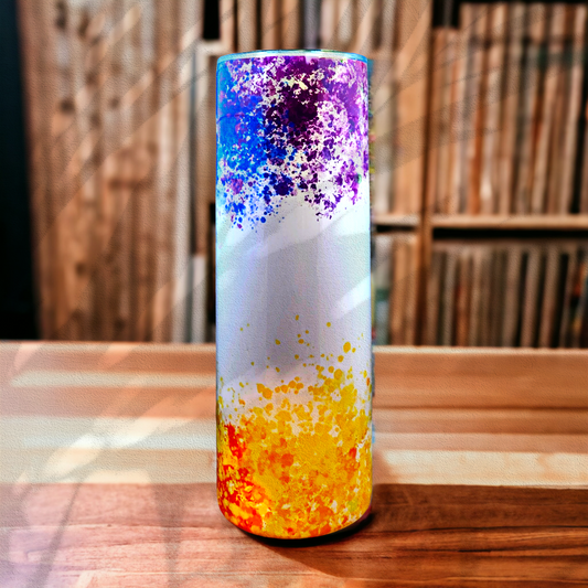 Rainbow and White Glitter 20 Oz. Tumbler