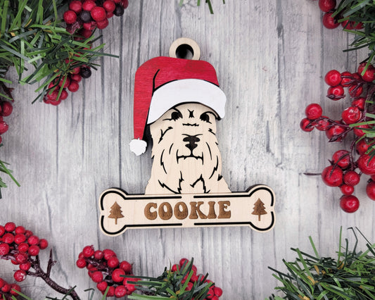 Schnauzer Santa Hat Dog Ornament
