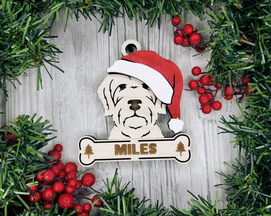 Schnauzer Poodle Santa Hat Dog Ornament