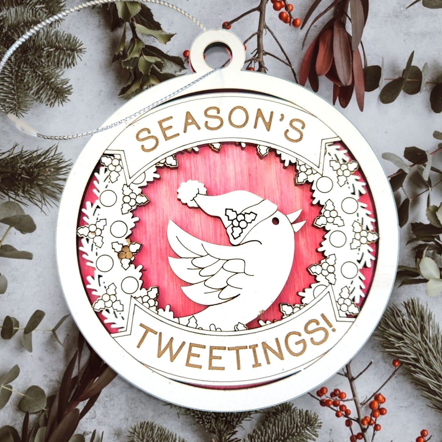 Christmas Fun Pun Ornament - Season's Tweetings!
