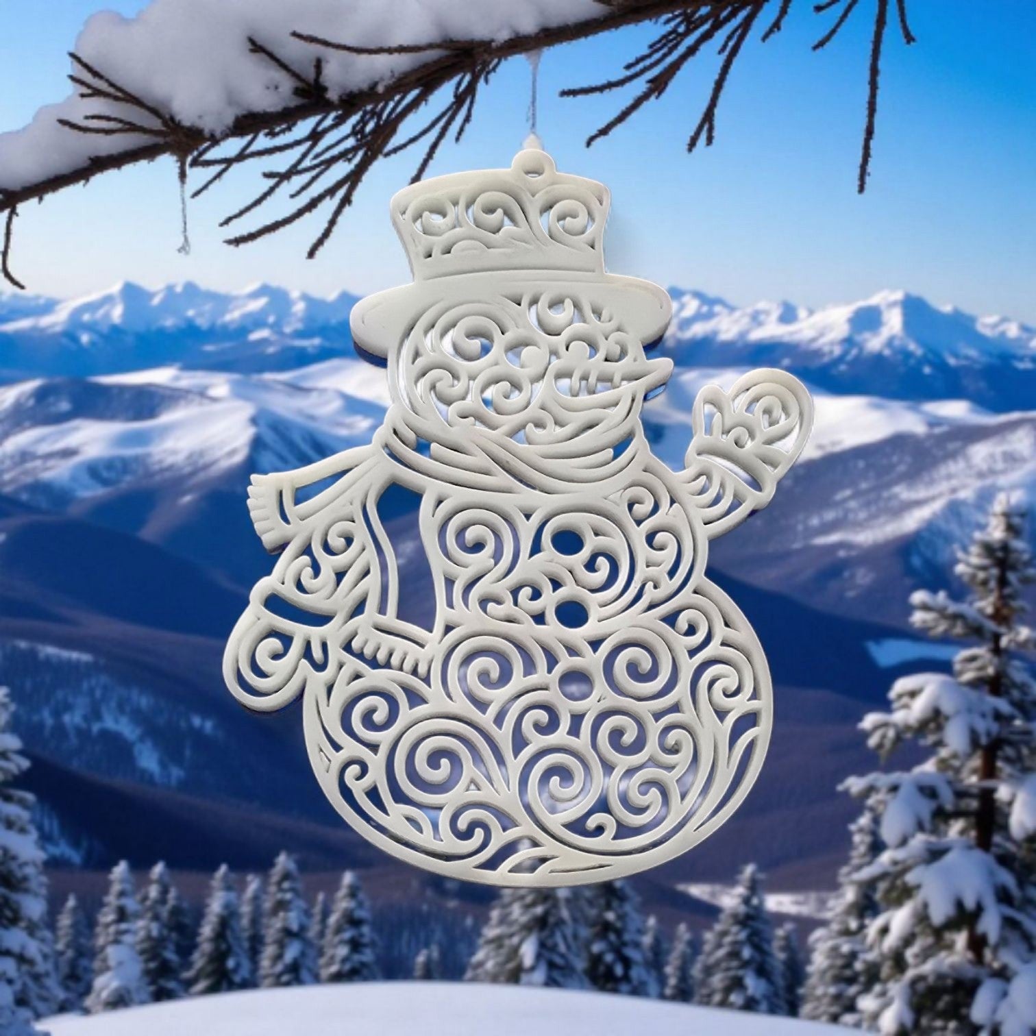Snowman Single Layer Acrylic Ornament – 2 Dudes Designs