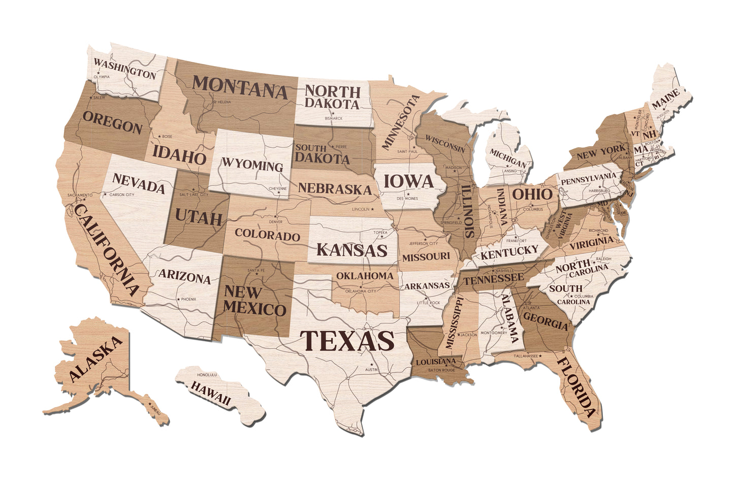 3D USA Wall Map (Small)