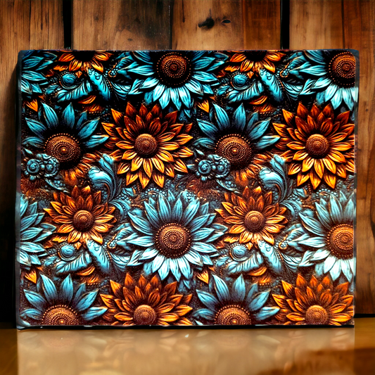 Brown and Turquoise Sunflowers Mouse Pad