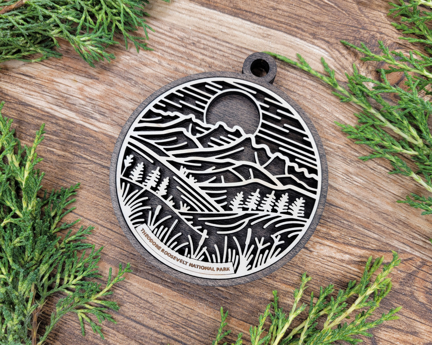 Theodore Roosevelt National Park Line Art Ornament