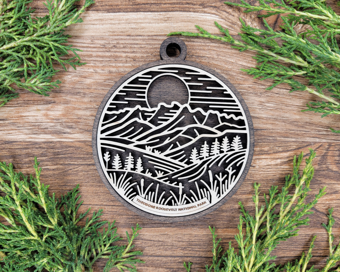 Theodore Roosevelt National Park Line Art Ornament