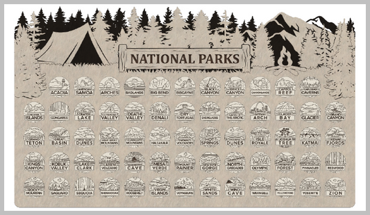 Tent Theme National Park Tracker with Tokens