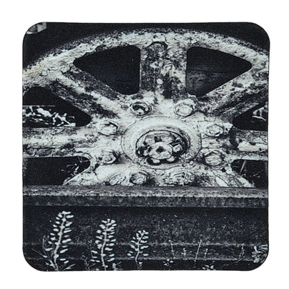 Train Wheel, Neoprene Square Cup Coaster