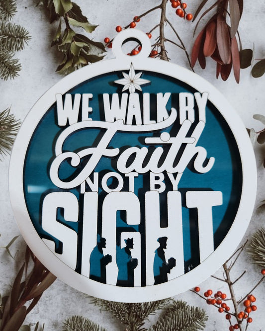 Jesus Series - We Walk by Faith Not by Sight (Blue Background)
