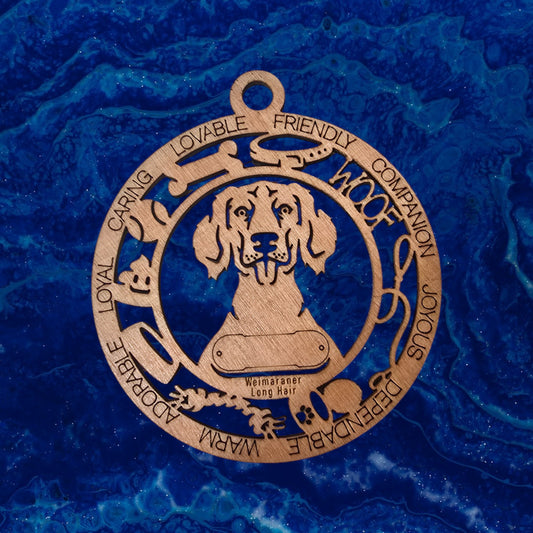 Weimaraner (Long Hair) Dog Ornament (154)