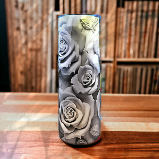 White Roses 20 Oz. Stainless-Steel Hot/Cold Tumbler