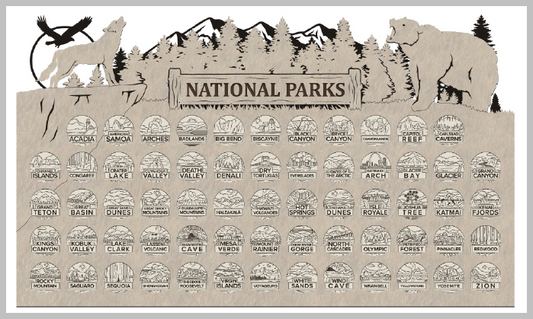 Wildlife Theme National Park Tracker with Tokens