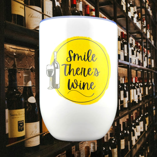 Stainless-Steel Wine Tumbler "Smile There's Wine"