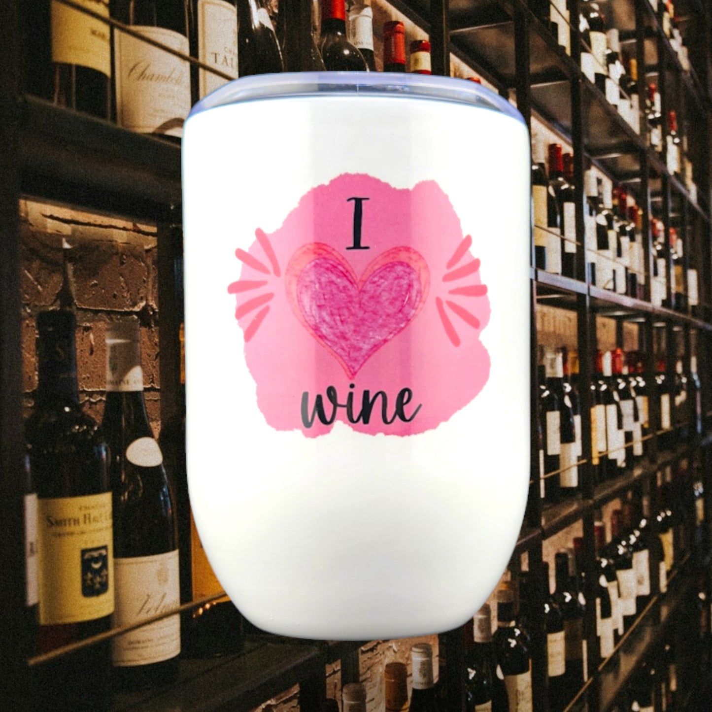 Stainless-Steel Wine Tumbler "I Love (Heart) Wine"