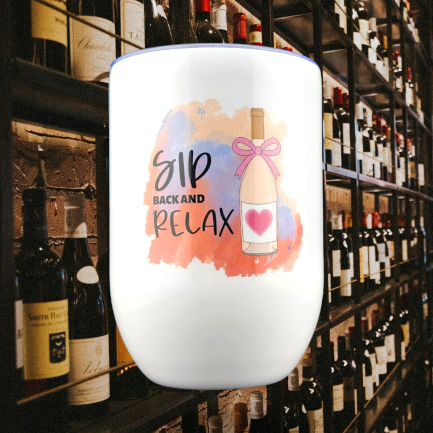 Stainless-Steel Wine Tumbler "Sip Back and Relax"