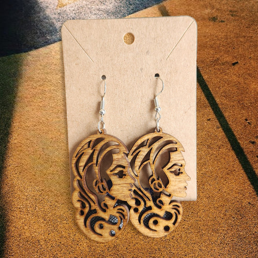 Woman Themed Large Dangle Earrings