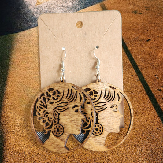 Woman Themed Large Dangle Earrings
