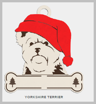 Yorkshire Terrier Santa Dog Ornament