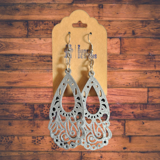 Hammered Silver Extra Large Steampunk Inspired Earrings