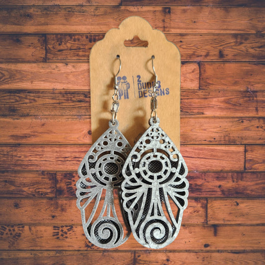 Hammered Silver Extra Large Steampunk Inspired Earrings