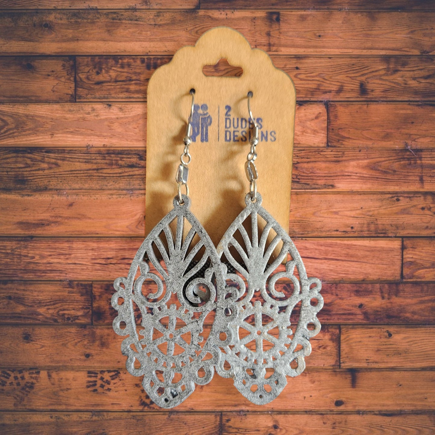 Hammered Silver Extra Large Steampunk Inspired Earrings