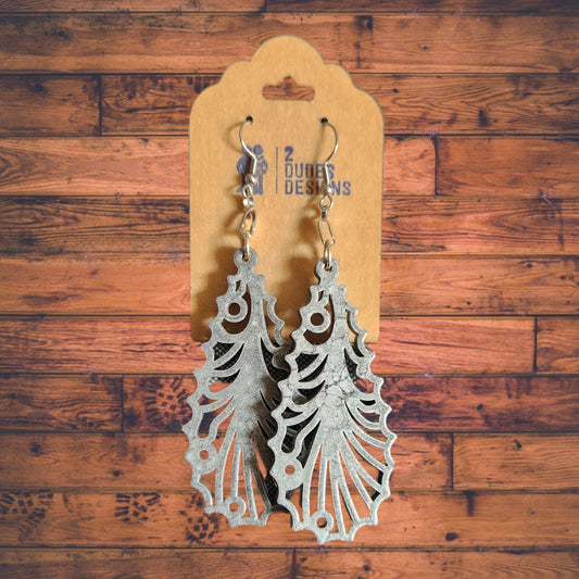 Hammered Silver Extra Large Steampunk Inspired Earrings