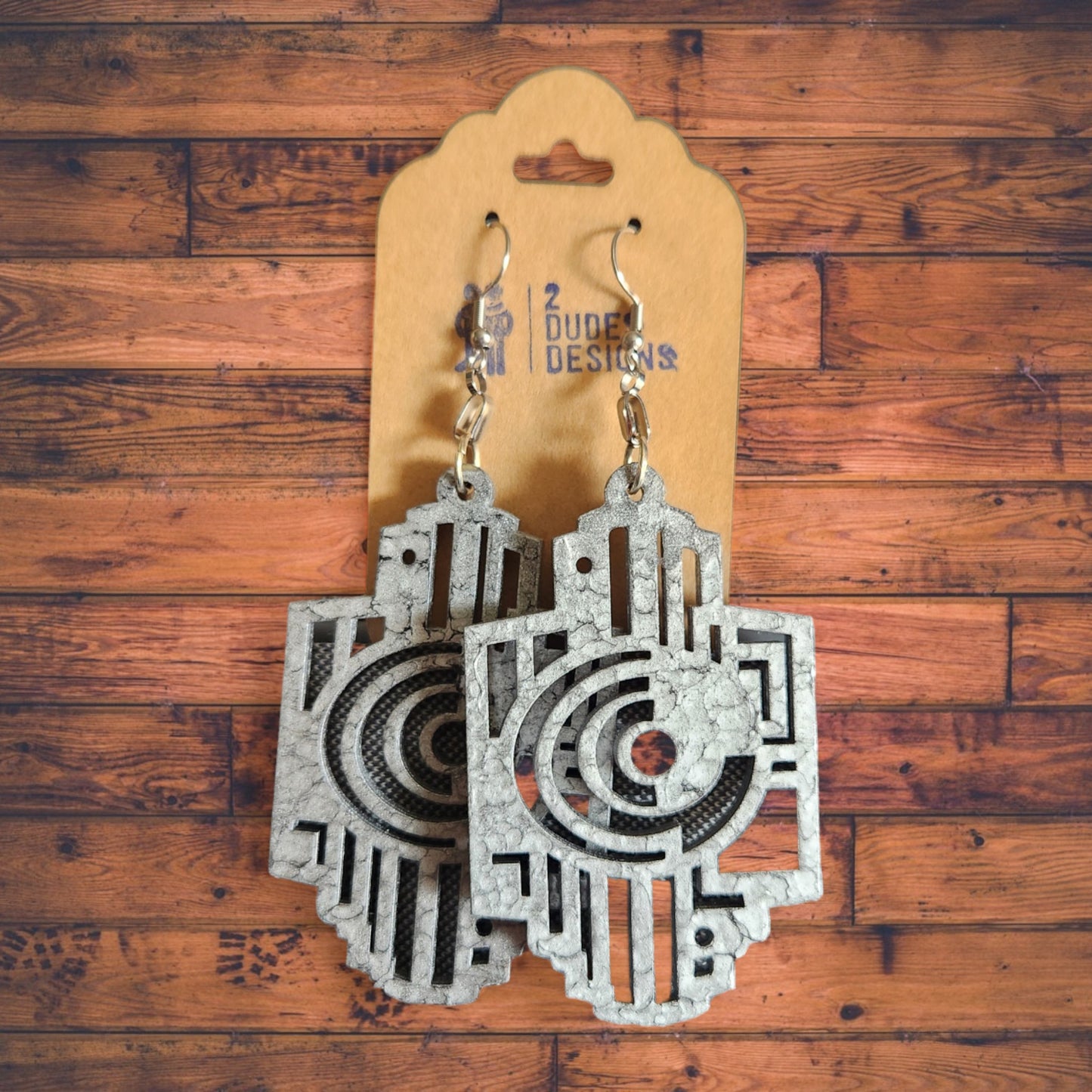 Hammered Silver Extra Large Steampunk Inspired Earrings